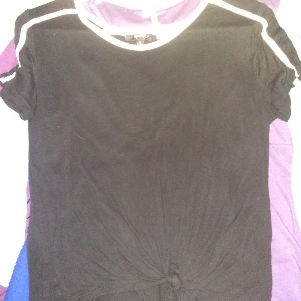 Black tie crop top with white stripes